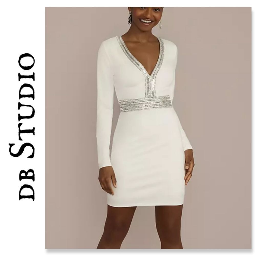NWOT DB Studio Long Sleeve Embellished Waist Dress